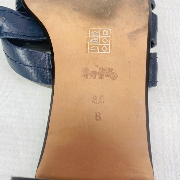 Coach Woman ARIANA Blue Leather Open Toe Low Block Heel Slide Sandals Sz 8.5 B - Picture 16 of 16